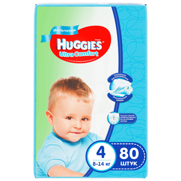 

Подгузники Huggies Ultra Comfort 4 Giga (8-14 кг) для мальчиков, 80 шт