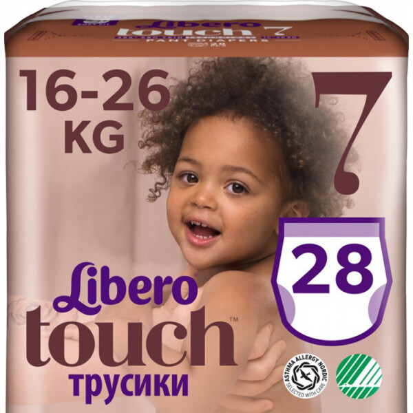 

Набор подгузников-трусиков Libero Touch Pants 7 (16-26 кг), 56 шт. (2 уп. по 28 шт.)