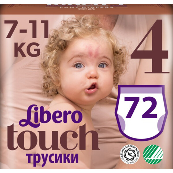 

Набор подгузников-трусиков Libero Touch Pants 4 (7-11 кг), 72 шт. (2 уп. по 36 шт.)