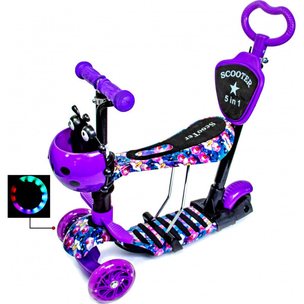 

Самокат Scooter 5 в 1 Орхидея с родительской ручкой