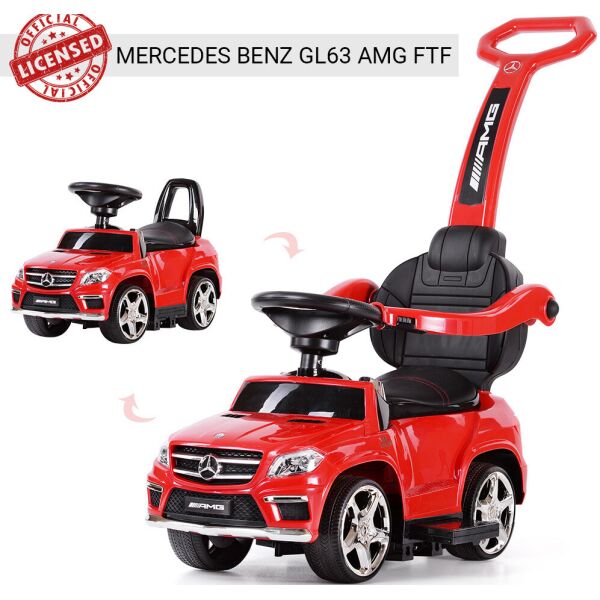 

Каталка - толокар с родительской ручкой Mercedes-Benz Красная