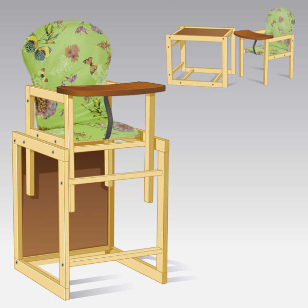 

Детский стульчик для кормления большой №12 "Бабочки". Light Green (69800)