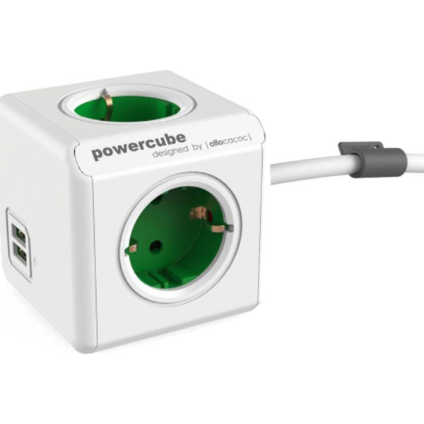 

Сетевой фильтр Allocacoc PowerCube Extended USB, Green (1402GN/DEEUPC)