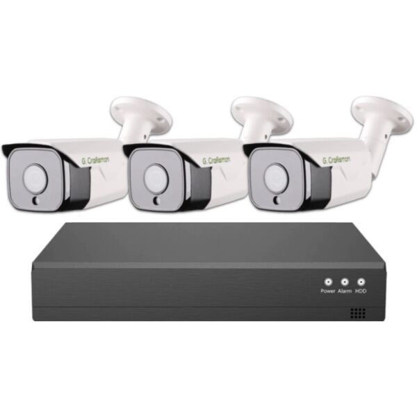 

Комплект видеонаблюдения 3 IP камеры G.Craftsman POE 5Мп Sony IMX335