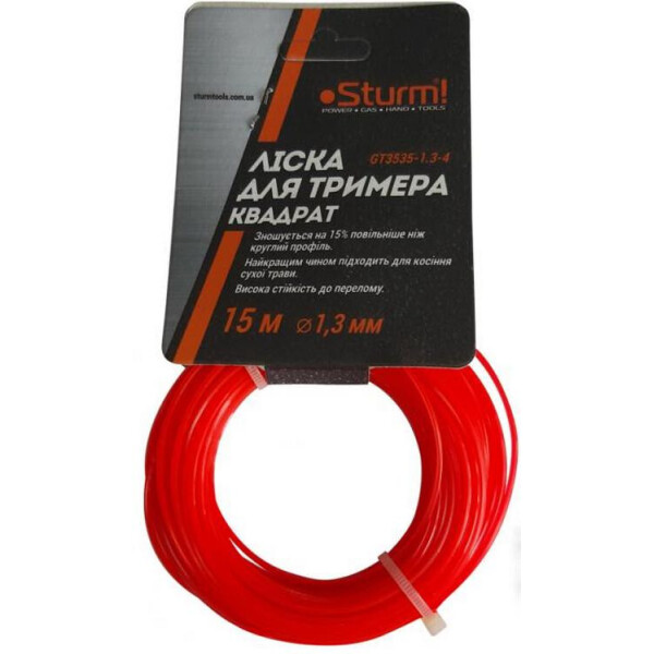

Леска для триммера Sturm квадрат 1,3 мм 15 м GT3535-1.3-4