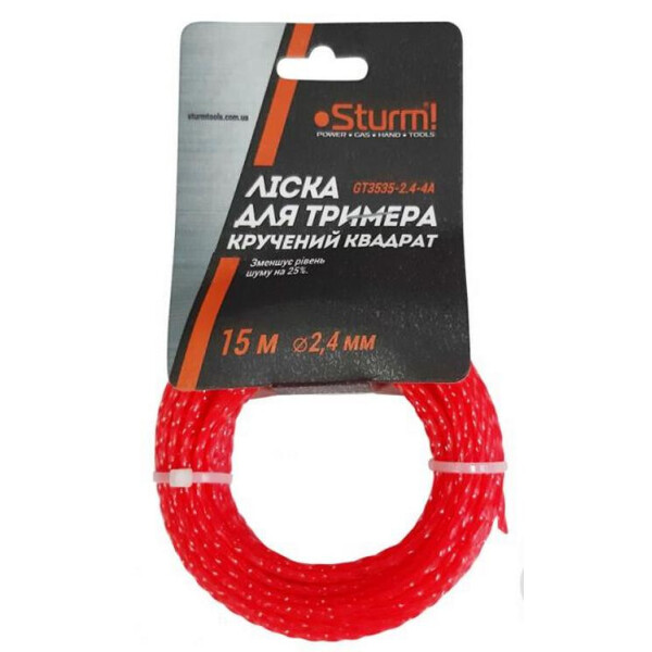 

Леска для триммера Sturm квадрат 2,4 мм 15 м GT3535-2.4-4А
