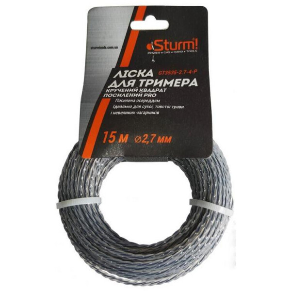 

Леска для триммера Sturm квадрат 2,7 мм 15 м GT3535-2.7-4-P