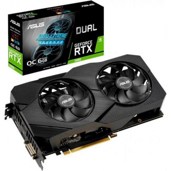 

Видеокарта Asus, GeForce RTX 2060, DUAL EVO OC, 6Gb GDDR6, 192-bit, DVI/2xHDMI/DP, 1785/14000 MHz, 8-pin (DUAL-RTX2060-O6G-EVO)