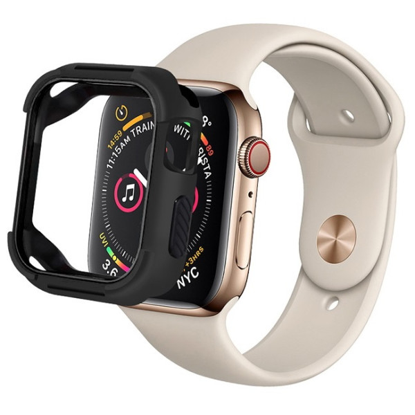 

Полиуретановый чехол Coteetci PU+TPU Case чёрный для Apple Watch 4 44mm
