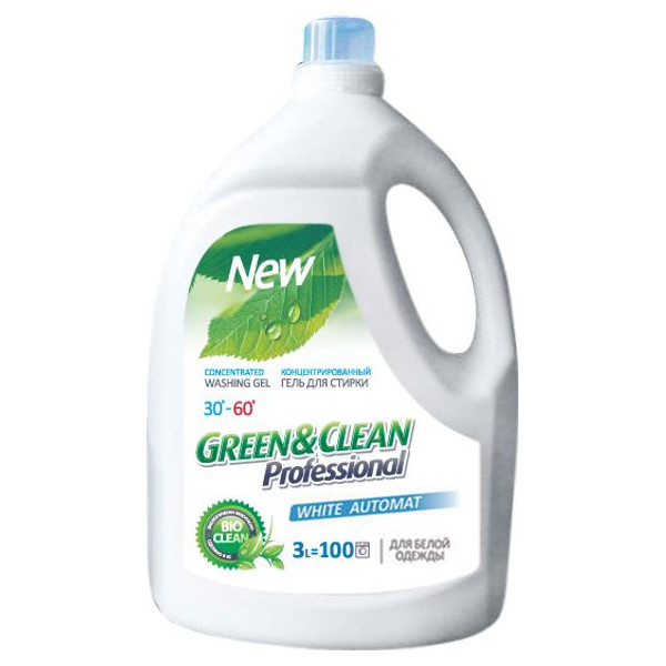 

Green&Clean Professional гель для стирки белого белья, 3 л/100 стирок