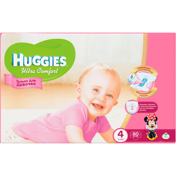 

Подгузники Huggies Ultra Comfort 4 Giga (8-14 кг) для девочек, 80 шт