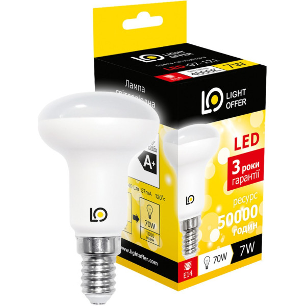 

Лампа светодиодная Light Offer R50 7W E14 4000K 740 (LЕD-07-121)