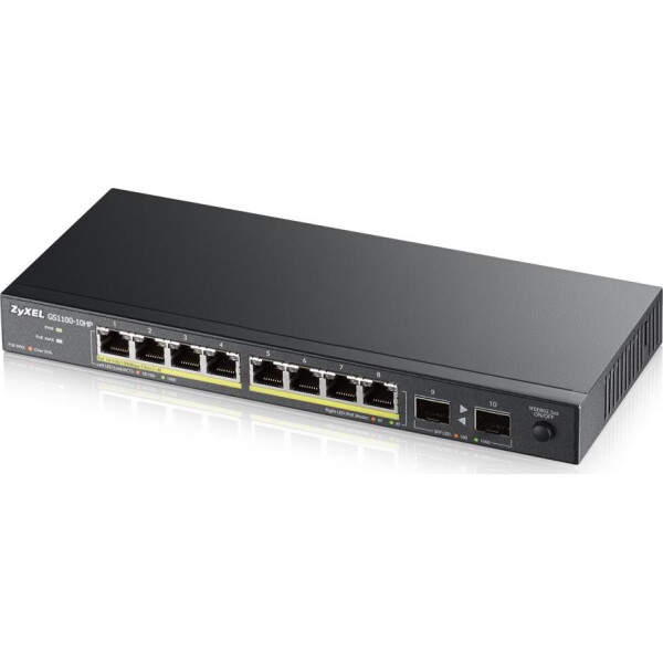 

Коммутатор ZYXEL GS1100-10HP (8xGE POE, 2xSFP, POE 130W)