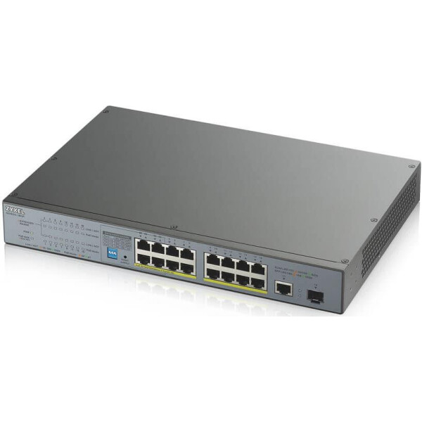 

Коммутатор ZYXEL GS1300-18HP (1xGE, 1xSFP, 16xGE PoE, Max PoE 170W, металл)
