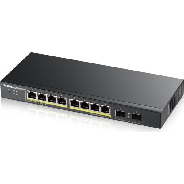 

Коммутатор ZYXEL GS1900-10HP (8xGE PoE, 2хSFP, POE 77W, WebSmart)