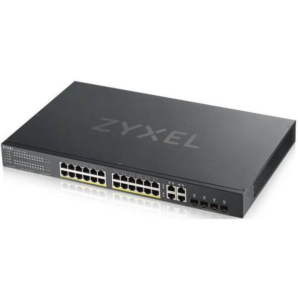 

Коммутатор ZYXEL GS1920-24HPv2 (24xGE PoE, 4xGE/SFP, Smart, NebulaFlex, Max PoE 375W)