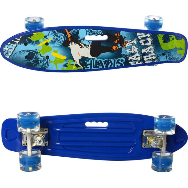 

Пенни Борд Скейт маленький Лонгборд с ручкой Best Board MS0749-6 Original для фрирайда, доска 55 см, колеса полиуретановые d = 6 см светящиеся Blue (74583)