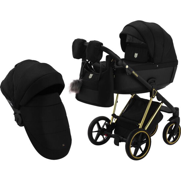 

Коляска 2 в 1 Adamex Belissa Special Edidion (Gold) PS-569 чёрный - черная кожа (перфорация)