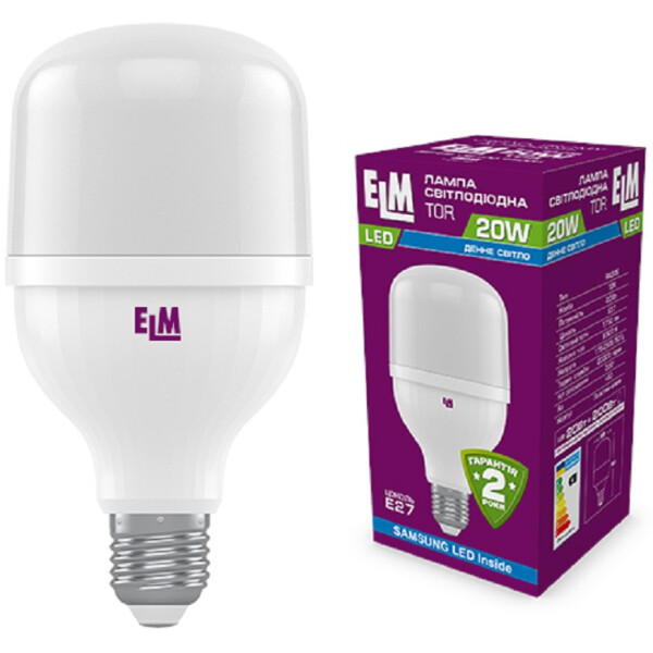 

Лампа светодиодная ELM TOR 20W PA20S E27 6500 1750lm (18-0188)