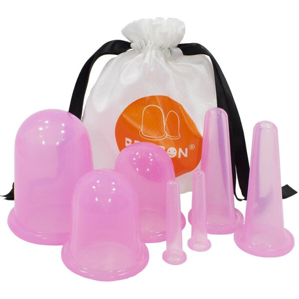 

Массажные вакуумные банки Bellbon QH-01 Pink для лица и шеи комплект 7 банок для массажа