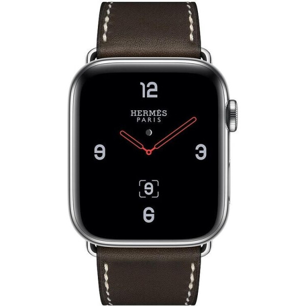 

Apple Watch Hermes Series 4 GPS + LTE 44mm Steel Case w. Ebene Barenia Leather Tour Buckle (MU6U2)