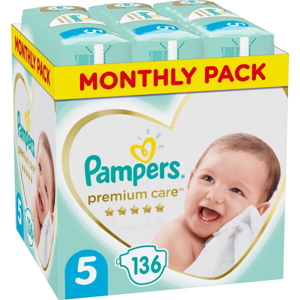 

Подгузники Pampers Premium Care размер 5, 136 штук (8001090959690)