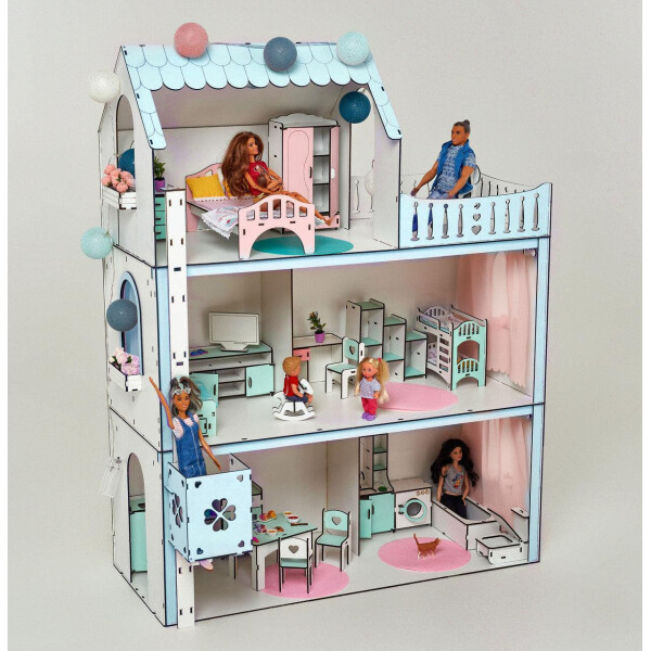 

Кукольный домик для Barbie NestWood Люкс с лифтом без мебели мятный (kdb003m)