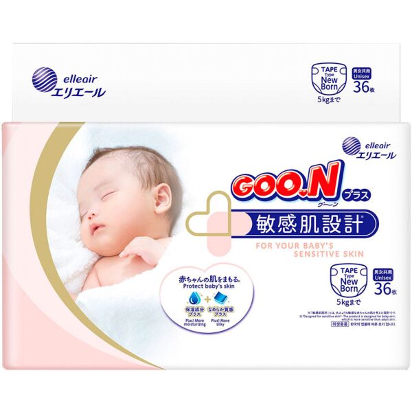 

Подгузники GOO.N Plus для новородженных до 5 кг, размер SS, 36 шт. (4902011843330)