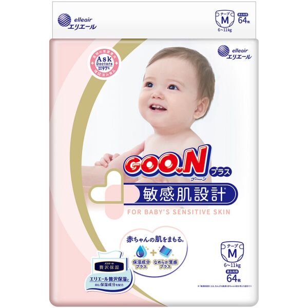 

Подгузники GOO.N Plus для детей 6-11 кг, размер M, 64 шт. (4902011843354)