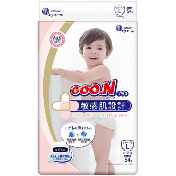 

Подгузники GOO.N Plus для детей 9-14 кг, размер L, 54 шт. (4902011843361)