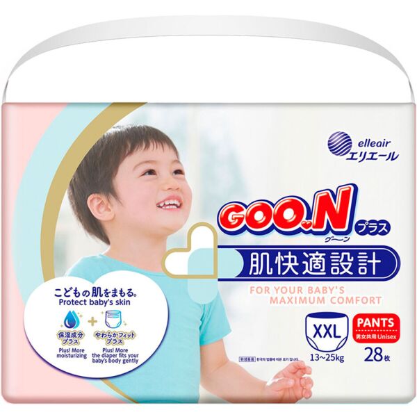 

Подгузники-трусики GOO.N Plus для детей 13-25 кг, размер BigBig XXL, 28 шт. (4902011843514)