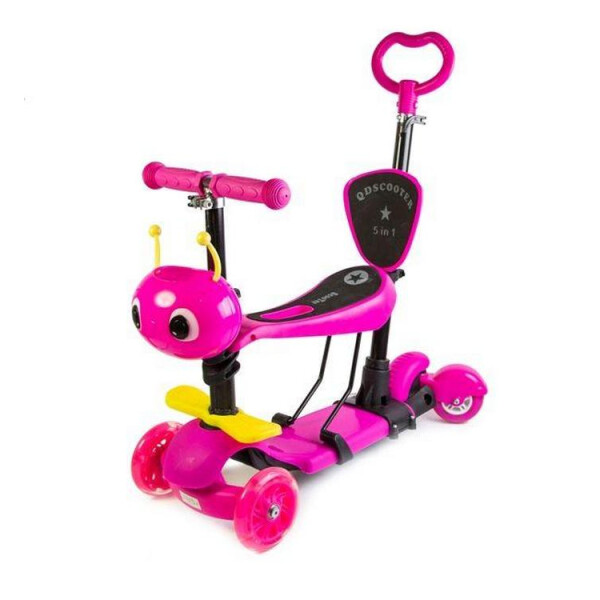 

Самокат Scooter Пчелка 5 в 1 Pink с родительской ручкой и дополнительным задним колесом