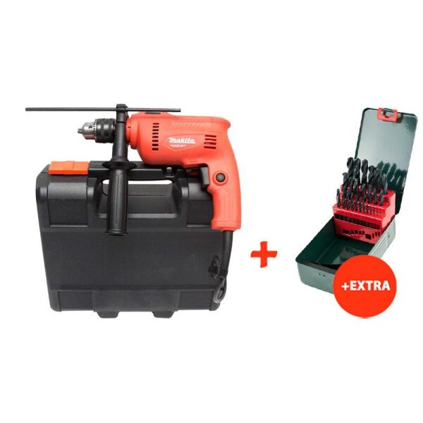 

Ударная дрель Makita M0801K + кейс + набор сверл по металлу HSS-R Promotion (25 шт.) (M0801KX)