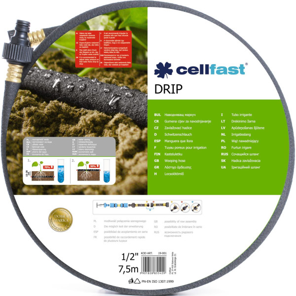 

Шланг мочащийся Cellfast Drip 7,5 м 1/2' (19-001)