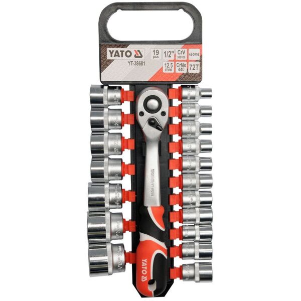 

Набор торцевых головок YATO 1/2" 19 пр, YT-38681