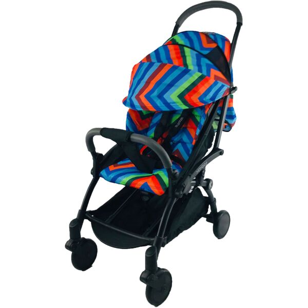 

Коляска Yoya 175 А+ 2022 с большим дождевиком синяя с голубым Blue colorful на черной раме
