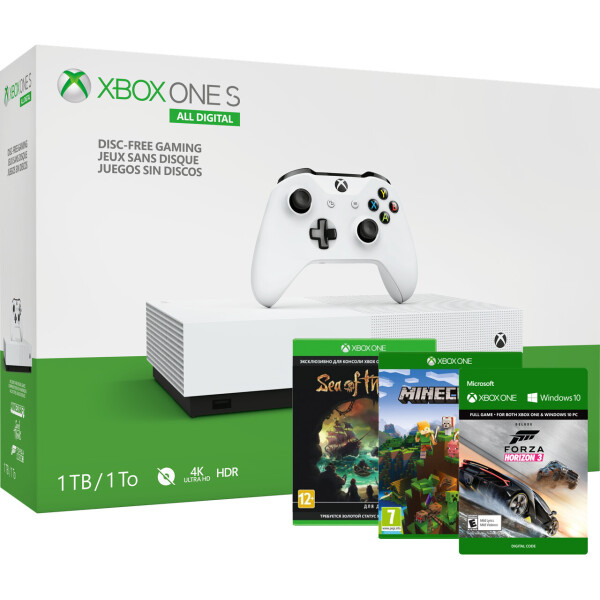 

Microsoft Xbox One S 1Tb White All-Digital Edition + Minecraft + Sea of Thieves + Forza Horizon 3