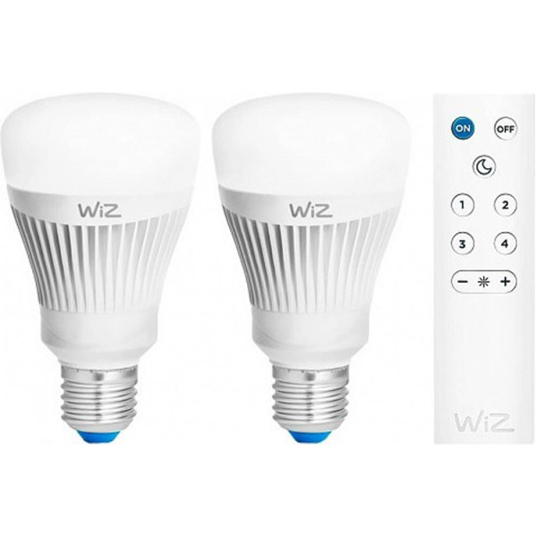 

Лампа светодиодная WiZ Smart Е27 806Lm 2200-6500K набор 2 шт + пульт ДУ (WZ0126082)