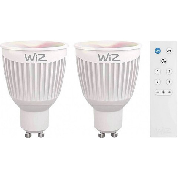 

Лампа светодиодная WiZ Smart GU10 345Lm 2200-6500K набор 2 шт + пульт ДУ (WZ0195082)
