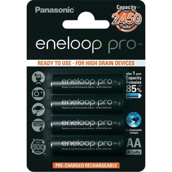 

Аккумулятор АА Panasonic Eneloop Pro AA 2450 mAh 4 шт (004110)