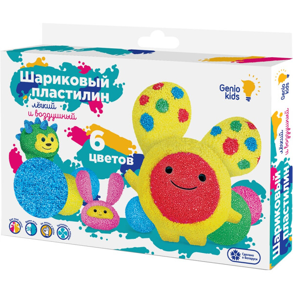 

Набор для детской лепки Genio Kids Шариковый пластилин 6 цветов (TA1802)