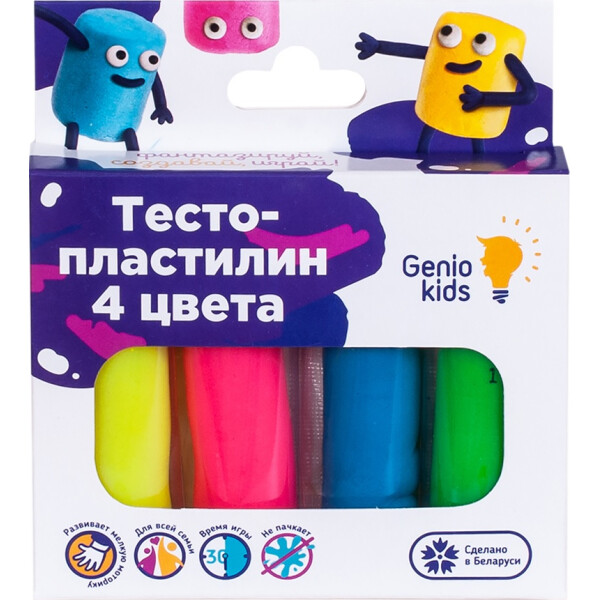 

Набор для детской лепки GENIO KIDS «Тесто-пластилин 4 цвета» (TA1082)