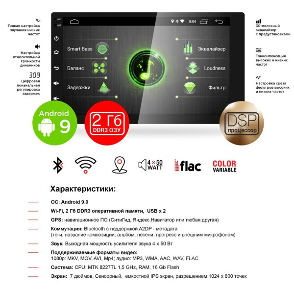 

Универсальная автомагнитола Incar DTA-7707 DSP Android
