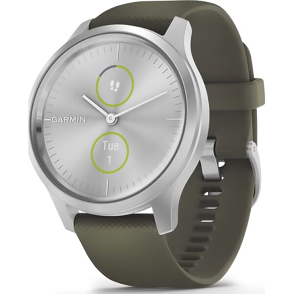 

Garmin Vivomove Style Silver Aluminum Case with Moss Silicone Band (010-02240-21/01)
