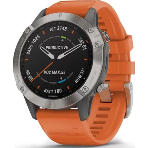 

Смарт-часы Garmin Fenix 6 Sapphire Titanium with Ember Orange Band (010-02158-14)