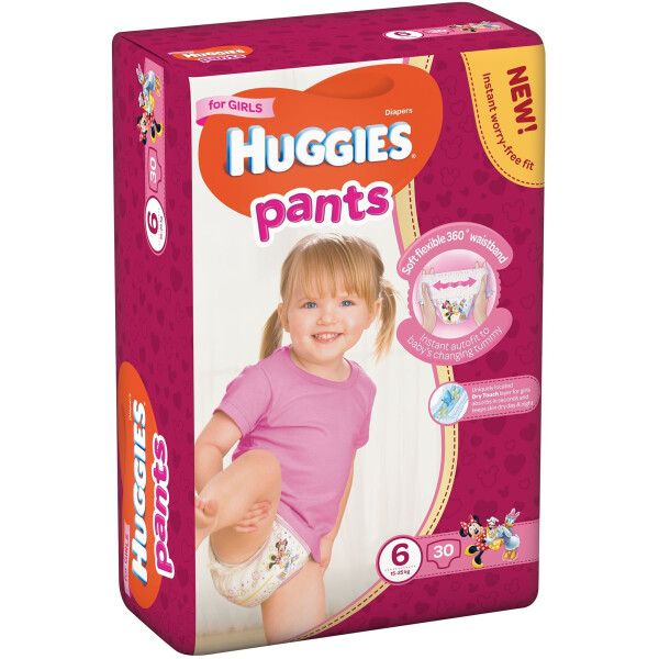 

Трусики-подгузники Huggies Pants 6 (15-25 кг) Jumbo для девочек, 30 шт
