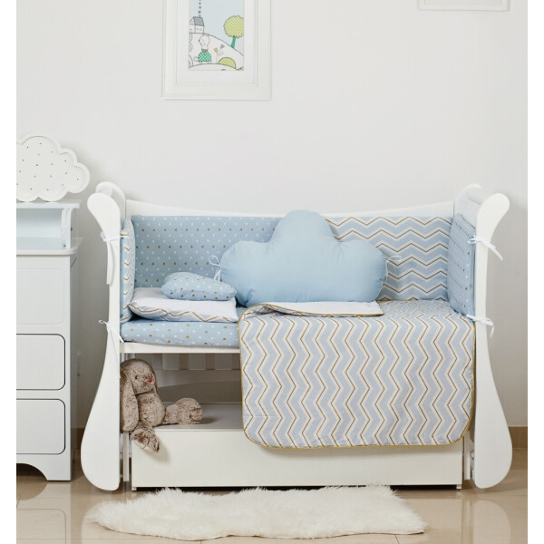 

Комплект постельного белья детский 6 эл Twins Dolce Insta 4075-D-506, Зигзаг голубой
