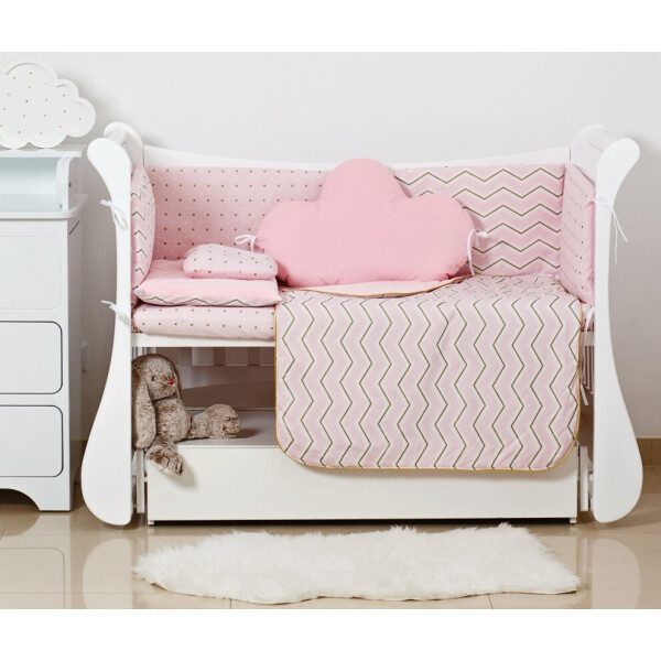 

Комплект постельного белья детский 6 эл Twins Dolce Insta 4075-D-513, Сердечки розовый