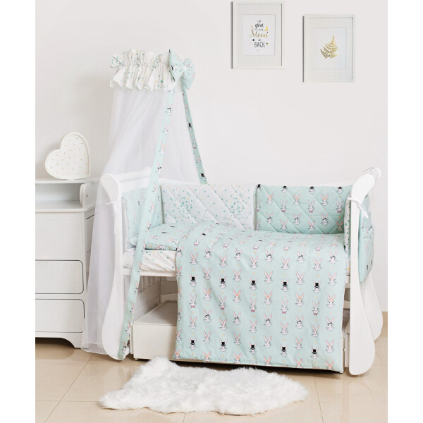

Комплект постельного белья детский 8 эл Twins Premium Glamour 4029-TG-14R, rabbits mint