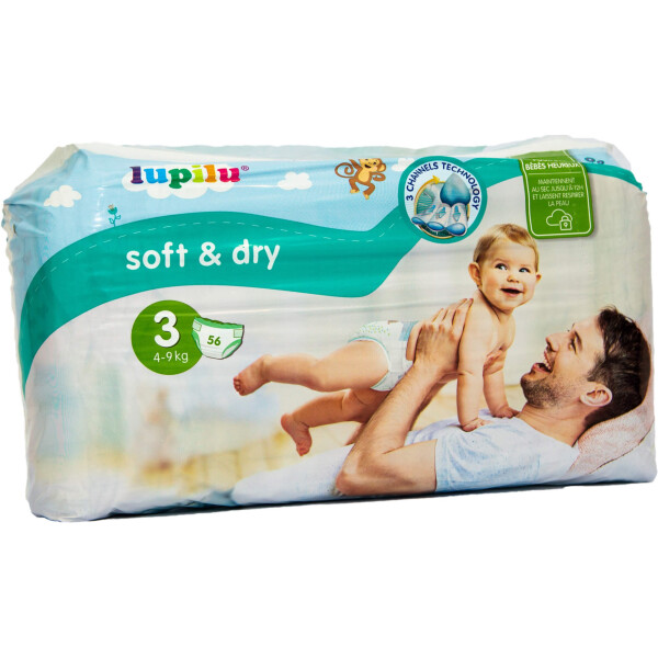 

Подгузники Lupilu Soft & dry Размер 3, 4-9 кг, 56 шт